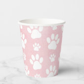 Patroon op poten, witte poten, Waterverven, roze Papieren Bekers (Voorkant)