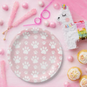 Patroon op poten, witte poten, Waterverven, roze Papieren Bordje (Feest)