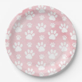 Patroon op poten, witte poten, Waterverven, roze Papieren Bordje (Voorkant)