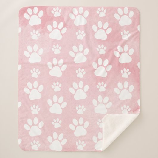 Patroon op poten, witte poten, Waterverven, roze Sherpa Deken (Voorkant)