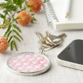 Patroon op poten, witte poten, Waterverven, roze Sleutelhanger (Zijkant)