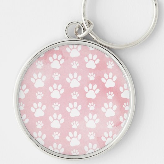 Patroon op poten, witte poten, Waterverven, roze Sleutelhanger (Voorkant)