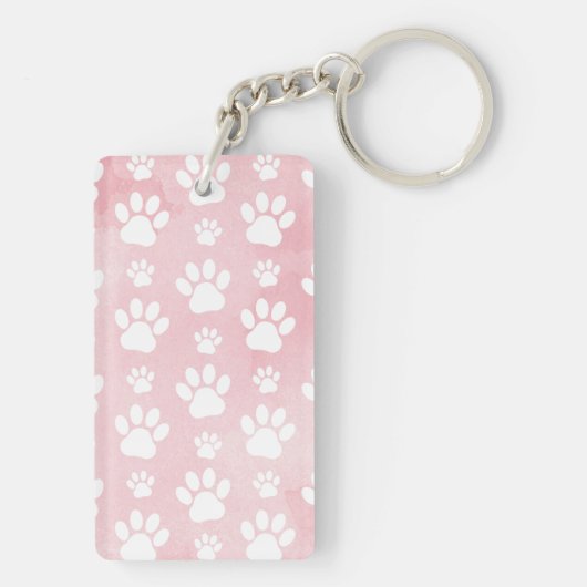 Patroon op poten, witte poten, Waterverven, roze Sleutelhanger (achterkant)