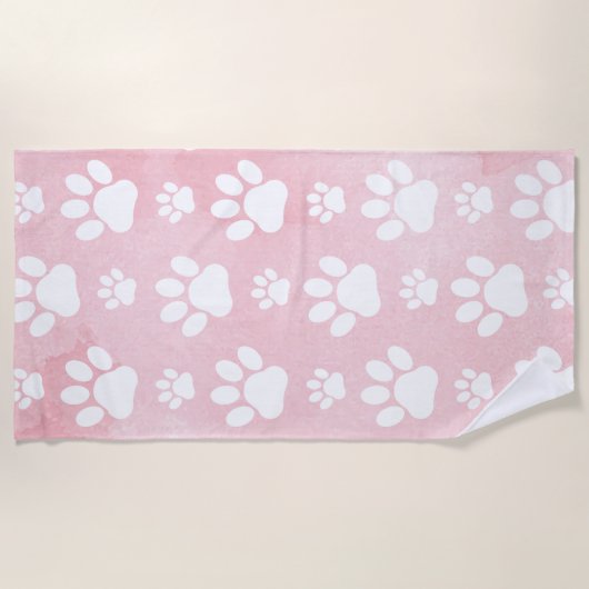 Patroon op poten, witte poten, Waterverven, roze Strandlaken (Voorkant)