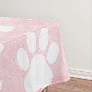 Patroon op poten, witte poten, Waterverven, roze Tafelkleed