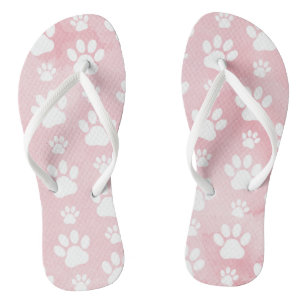 Patroon op poten, witte poten, Waterverven, roze Teenslippers