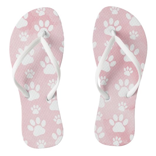 Patroon op poten, witte poten, Waterverven, roze Teenslippers (Voetbed)
