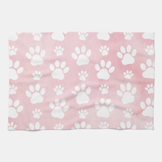 Patroon op poten, witte poten, Waterverven, roze Theedoek (Horizontaal)