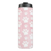 Patroon op poten, witte poten, Waterverven, roze Thermosbeker (Voorkant)