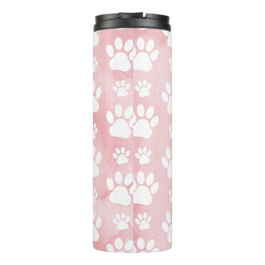 Patroon op poten, witte poten, Waterverven, roze Thermosbeker (Achterkant)