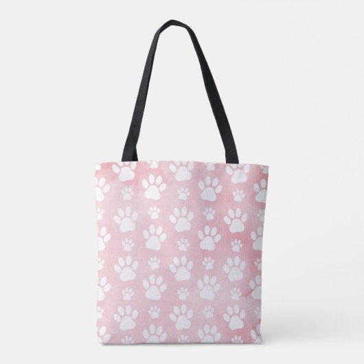 Patroon op poten, witte poten, Waterverven, roze Tote Bag (Achterkant)