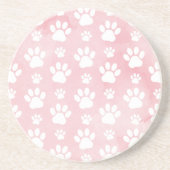 Patroon op poten, witte poten, Waterverven, roze Zandsteen Onderzetter (Voorkant)