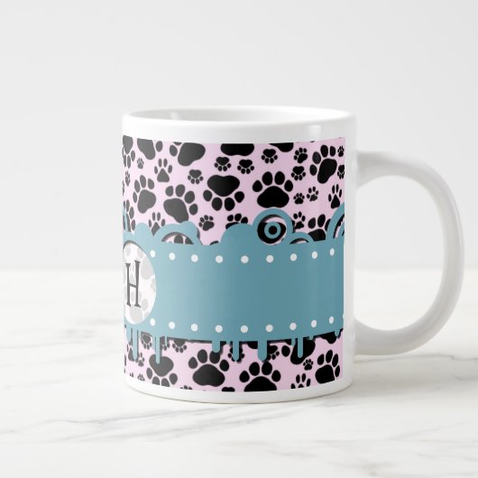 Patroon op poten, zwarte poten, oventjes, monogram grote koffiekop (Rechts)