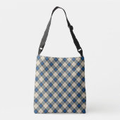 Patroon op tartan - traditioneel blauw beige crossbody tas (Achterkant)