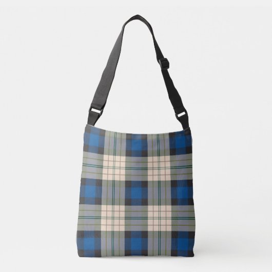 Patroon op tartan - traditioneel blauw beige crossbody tas (Voorkant)