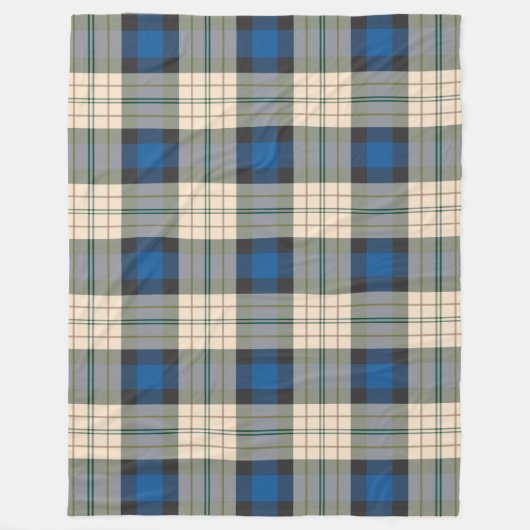 Patroon op tartan - traditioneel blauw beige fleece deken (Voorkant)