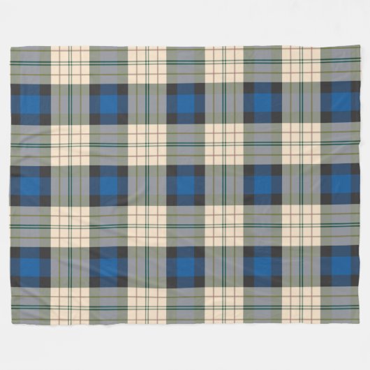 Patroon op tartan - traditioneel blauw beige fleece deken (Voorkant (Horizontaal))