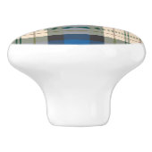 Patroon op tartan - traditioneel blauw beige keramische knop (Zijkant)
