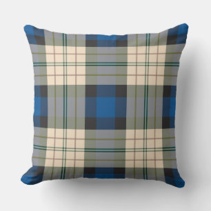 Patroon op tartan - traditioneel blauw beige kussen