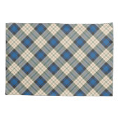 Patroon op tartan - traditioneel blauw beige kussensloop (Achterkant)