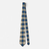 Patroon op tartan - traditioneel blauw beige stropdas (Voorkant)