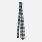 Patroon op tartan - traditioneel blauw beige stropdas (Achterkant)