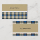Patroon op tartan - traditioneel blauw beige visitekaartje (Voorkant / Achterkant)