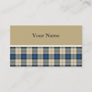 Patroon op tartan - traditioneel blauw beige visitekaartje