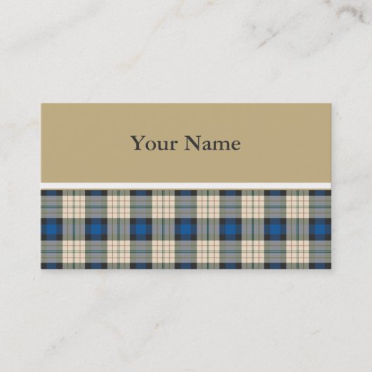 Patroon op tartan - traditioneel blauw beige visitekaartje (Voorkant)