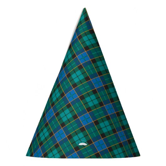 Patroon op tartan - traditioneel blauw groen feesthoedjes (Links)