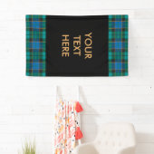 Patroon op tartan - traditioneel blauw groen spandoek (Insitu)