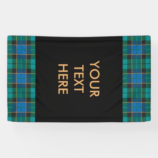 Patroon op tartan - traditioneel blauw groen spandoek (Horizontaal)