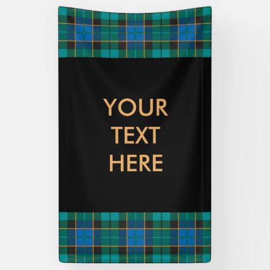 Patroon op tartan - traditioneel blauw groen spandoek (Verticaal)