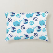 Patroon op walvissen, walvissen, blauwe walvissen accent kussen (Voorkant)