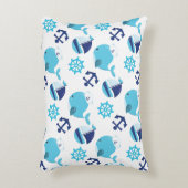 Patroon op walvissen, walvissen, blauwe walvissen accent kussen (Voorkant(Verticaal))