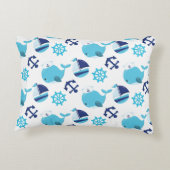 Patroon op walvissen, walvissen, blauwe walvissen accent kussen (Achterkant)