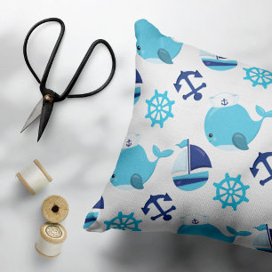 Patroon op walvissen, walvissen, blauwe walvissen accent kussen