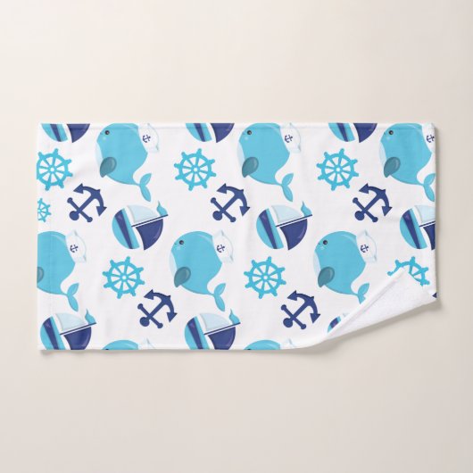 Patroon op walvissen, walvissen, blauwe walvissen bad handdoek (Handdoek)