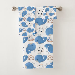 Patroon op walvissen, walvissen, blauwe walvissen bad handdoek