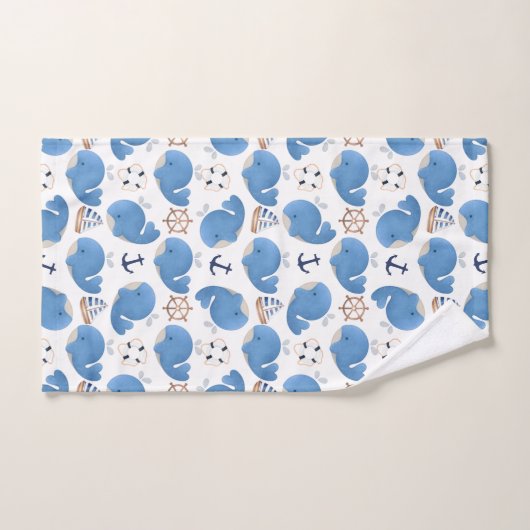 Patroon op walvissen, walvissen, blauwe walvissen bad handdoek (Handdoek)