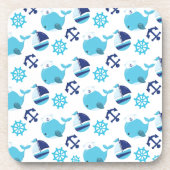 Patroon op walvissen, walvissen, blauwe walvissen bier onderzetter (Voorkant)