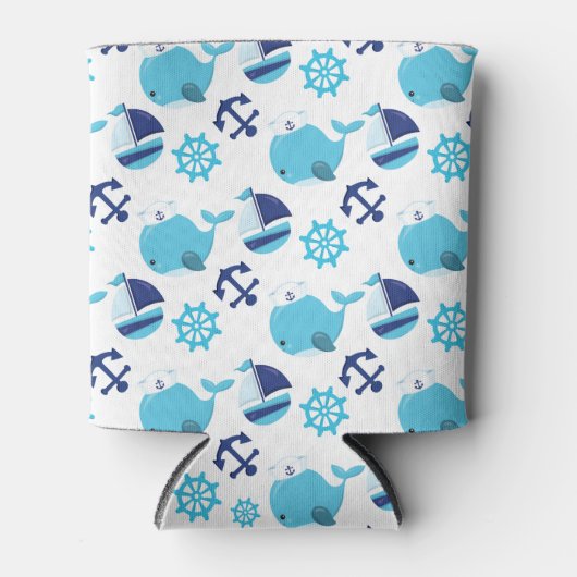 Patroon op walvissen, walvissen, blauwe walvissen blikjeskoeler (Voorkant)