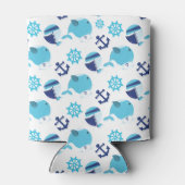 Patroon op walvissen, walvissen, blauwe walvissen blikjeskoeler (Achterkant)