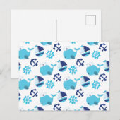 Patroon op walvissen, walvissen, blauwe walvissen briefkaart (Voorkant / Achterkant)