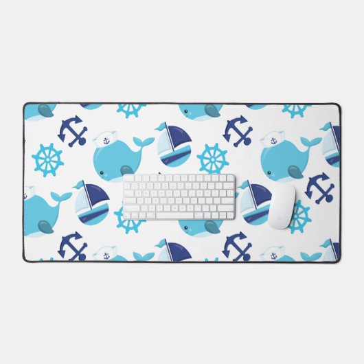 Patroon op walvissen, walvissen, blauwe walvissen bureaumat (Keyboard & Muis)