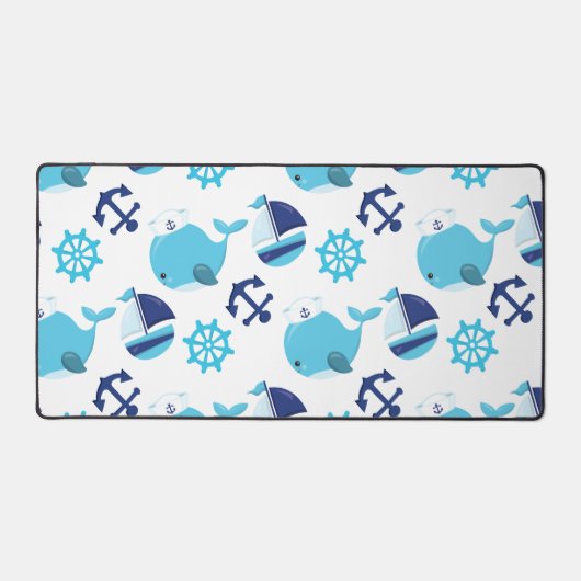 Patroon op walvissen, walvissen, blauwe walvissen bureaumat (Voorkant)