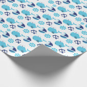 Patroon op walvissen, walvissen, blauwe walvissen cadeaupapier (Hoek)