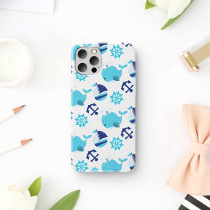 Patroon op walvissen, walvissen, blauwe walvissen Case-Mate iPhone case