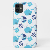 Patroon op walvissen, walvissen, blauwe walvissen Case-Mate iPhone case (Achterkant)