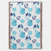 Patroon op walvissen, walvissen, blauwe walvissen deken (Voorkant Verticaal)